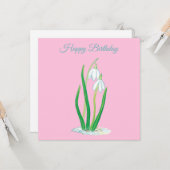 スノードロップ（ガランサス）イラストレーション誕生日 カード (正面/裏面インサイチュ)