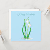 スノードロップ(ガランサス)イラストレーション誕生日 カード (正面/裏面インサイチュ)