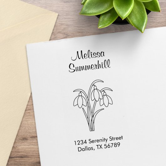 スノードロップ - 春の花のアドレス ラバースタンプ