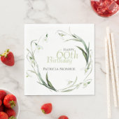 スノードロップ 60歳誕生日 水彩植物 緑 スタンダードランチョンナプキン (インサイチュ)