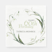 スノードロップ 60歳誕生日 水彩植物 緑 スタンダードランチョンナプキン (正面)
