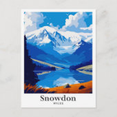 スノードンウエールズアートヴィンテージトラベルイラストレーション ポストカード (正面)