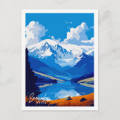 スノードンウエールズヴィンテージ旅行イラストレーション ポストカード (正面)