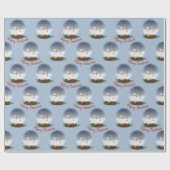 スノードームのクリスマス雪だるま ラッピングペーパー (フラット)