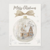 スノードームのクリスマス 水彩ハウス ポストカード (正面)