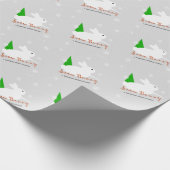 スノーバニーウサギクリスマス包装紙 ラッピングペーパー (角)