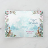 スノーバニーモダンブルーフローラウォーター絵画カラー シーズンカード (内部)