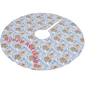 スノーバニーラビットクリスマスツリースカートブルーホワイト ブラッシュドポリエステルツリースカート (アングル)