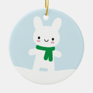 スノーバニー&ベア – 両面 セラミックオーナメント