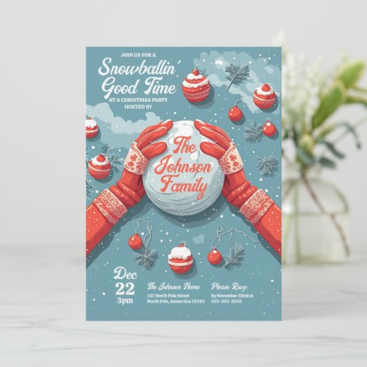 スノーバリンのおもしろいユニーククリスマスパーティー 招待状 (スタンド正面)