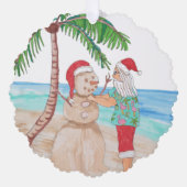 スノーバードクリスマス |サンおもしろいタ飾の手のひら オーナメントカード (正面)