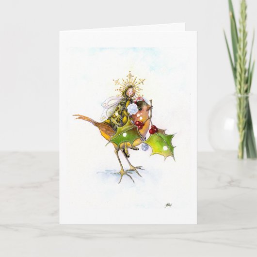 スノーバードクリスマス/ホリデーカード サンキューカード (正面)