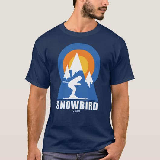 スノーバードスキーサンセットレトロTシャツ Tシャツ (正面)