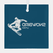 スノーバードユタのスノーボーダー ガラスオーナメント (裏面)