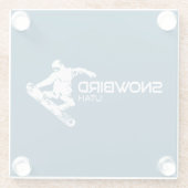 スノーバードユタのスノーボーダー ガラスコースター (裏面)