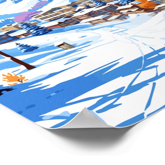 スノーバードユタトラベルアートヴィンテージイラストレーション ポスター (角)