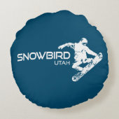 スノーバードユタ州スノーボーダー投げ枕 ラウンドクッション (裏面)