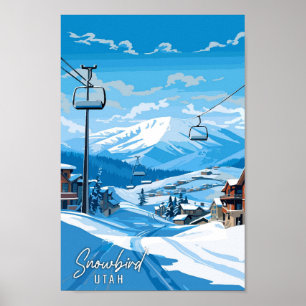 スノーバードユタUSAヴィンテージ旅行イラストレーション ポスター