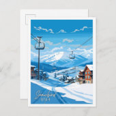 スノーバードユタUSAヴィンテージ旅行イラストレーション ポストカード (正面/裏面)