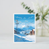 スノーバードユタUSAヴィンテージ旅行イラストレーション ポストカード (スタンド正面)
