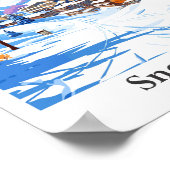 スノーバードユタUSA旅行ヴィンテージイラストレーション ポスター (角)