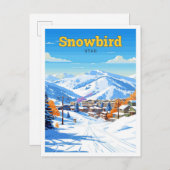スノーバードユタUSA旅行ヴィンテージイラストレーション ポストカード (正面/裏面)