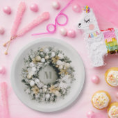 スノーパインクリスマスリース ペーパープレート (パーティー)