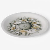 スノーパインクリスマスリース ペーパープレート (アングル)