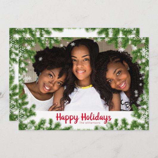 スノーパインズハッピーホリデーフォトカード シーズンカード (正面/裏面)