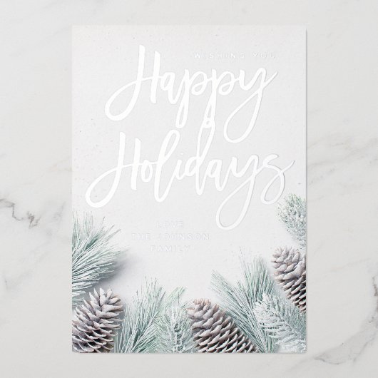 スノーパイン&リーフハッピーホリデーズ 箔招待状 (正面)