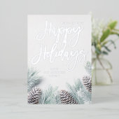 スノーパイン&リーフハッピーホリデーズ 箔招待状 (立ち正面)