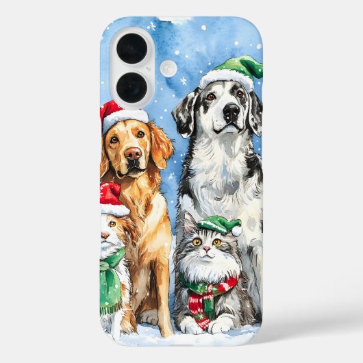 スノーパウズ クリスマス ペット 水彩 Case-Mate iPhoneケース (裏面)