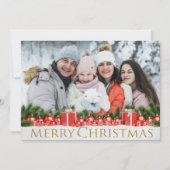 スノーパッケージズ金ゴールドメリークリスマスウィンターイフォト シーズンカード (正面)