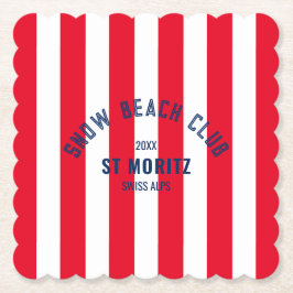 スノービーチクラブレッドカバナストライプホテル ペーパーコースター