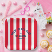 スノービーチクラブ レッドカバナストライプ カスタムスキー ペーパープレート (パーティー)