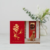 スノーピネコーンホリデーフォト 箔シーズンポストカード (立ち正面)