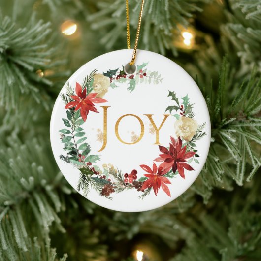 スノーピンとスプルースのクリスマス "Joy" 写真 セラミックオーナメント (ツリー)