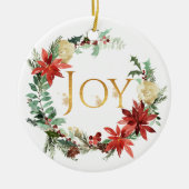 スノーピンとスプルースのクリスマス "Joy" 写真 セラミックオーナメント (正面)