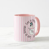 スノーピンクの雪だるまクリスマスコーヒーマグ マグカップ (正面右)