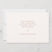 スノーピンクメイド・オブ・オーナー（花嫁付き添い人）感謝していユー文字カード 招待状 (裏面)