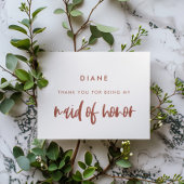 スノーピンクメイド・オブ・オーナー（花嫁付き添い人）感謝していユー文字カード 招待状