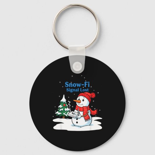スノーファイ信号喪失 楽しいクリスマス スノーマン WiFi  キーホルダー (正面)