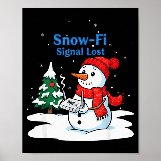 スノーファイ信号喪失 楽しいクリスマス スノーマン WiFi ポスター (正面)