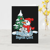 スノーファイ信号喪失 楽しい雪だるまクリスマスアート カード (黄色い花)