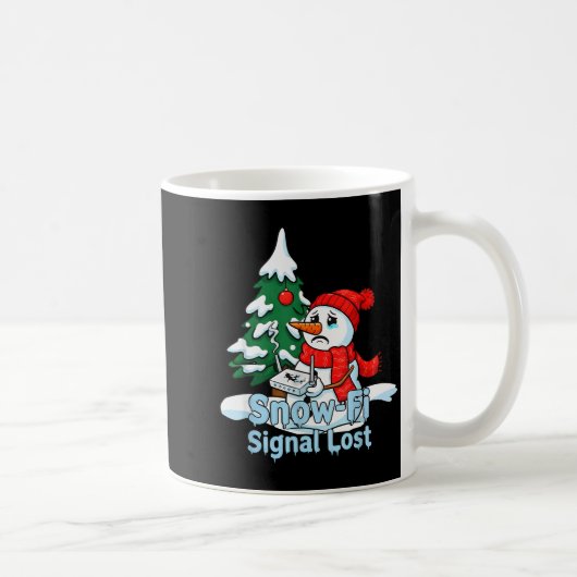 スノーファイ信号喪失 楽しい雪だるまクリスマスアート コーヒーマグカップ (右)