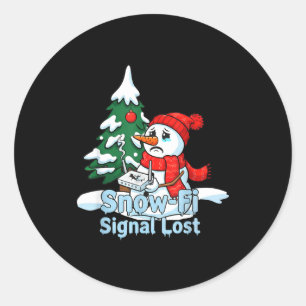 スノーファイ信号喪失 楽しい雪だるまクリスマスアート ラウンドシール