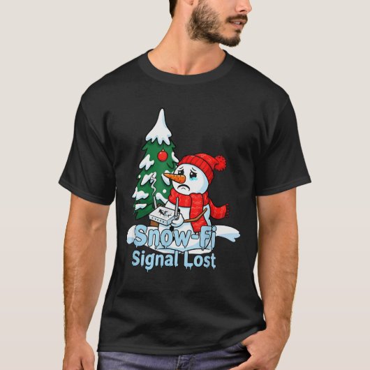 スノーファイ信号喪失 楽しい雪だるまクリスマスアート Tシャツ (正面)