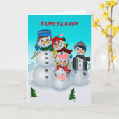 スノーファミリーホリデーカード カード (黄色い花)