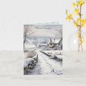 スノーファームランスケープのクリスマス カード (黄色い花)