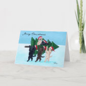 スノーフィールドのクリスマスツリーラブラドール シーズンカード (正面)